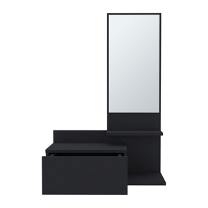 Mueble flotante para pasillo, 36.2 pulgadas de alto, 1 cajón, 3 estantes, 1 espejo, negro - Product Image 5