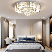 Lustre LED en cristal en forme de fleur fantaisie en acier inoxydable, lampe de plafond, décoration intérieure moderne, 80 cm, montage en surface, garantie 3 ans