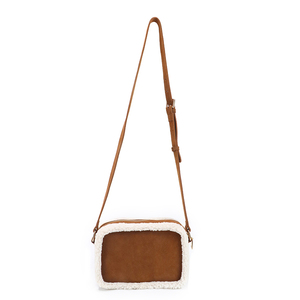 Winter Faux Suede Shearling Trim Camera Crossbody Bag Women's Fashion Outdoor <b>Handbag</b> - Product Image 2