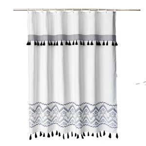 Qualité supérieure Heavy Duty Coton Lin Ferme Moderne Shabby Chic Bohème Cottage Décor <span class=keywords><strong>De</strong></span> <span class=keywords><strong>Salle</strong></span> <span class=keywords><strong>De</strong></span> Bains, Rideau <span class=keywords><strong>De</strong></span> Douche Imperméable - Product Image 6