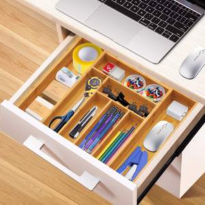 Organisateur de tiroir extensible en bambou pour couverts de cuisine, <span class=keywords><strong>plateau</strong></span> à ustensiles, rangement de bureau, séparateur de salon - Product Image 2