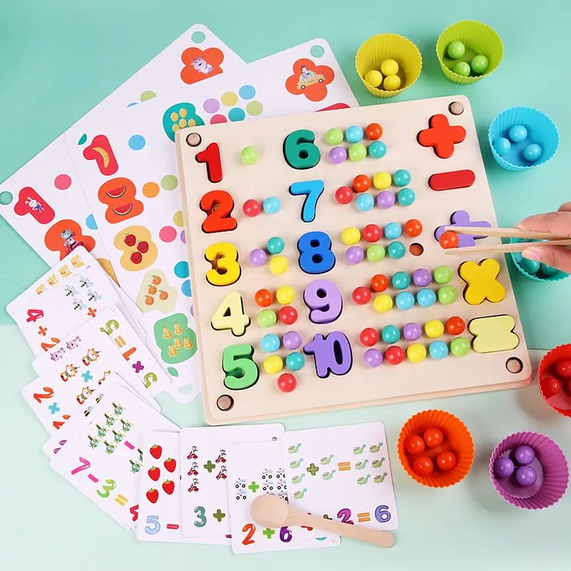 Early Educational Toy Hands Brain Training Clip Beads Puzzle Board Math Game Baby Montessori Wooden Toys
