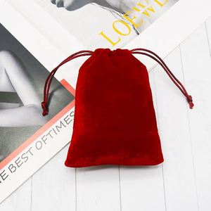 High Quality Jewellery Red Velvet <b>Pouch</b> Customized Best Jewelry Colour Velvet Bag <b>Drawstring</b> Gift <b>Pouch</b> - Product Image 1