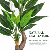 Plante artificielle Spathiphyllum résistante aux UV et ignifuge, fleurs artificielles pour la décoration d'anniversaire, d'hôtel, de bureau, sur mesure