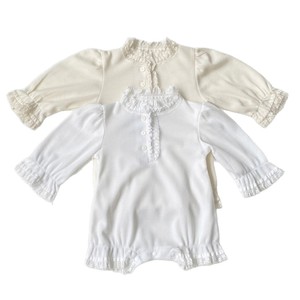 Tutina Elegante per Neonata con Colletto in Pizzo e Tre Bottoni in Cotone per Primavera, Estate e Autunno - Product Image 5