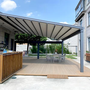 Pérgola Eléctrica Retráctil para <span class=keywords><strong>Restaurante</strong></span> al Aire Libre con Luces LED, Toldo Plegable de Apertura Automática, Decoración de Jardín de Aleación de Aluminio, Color Gris - Product Image 3