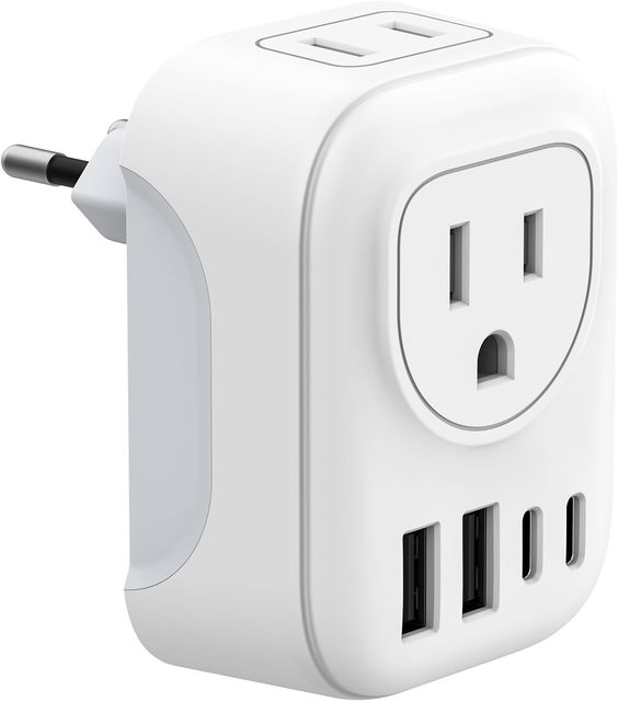 Europe Travel Plug Adapter 2 USB 2 Type C US to Europe France Germany Italy Spain Plug Adapter Converter