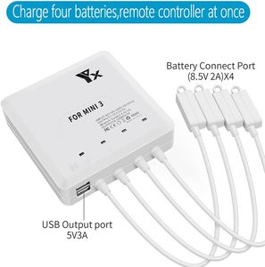 מטען סוללות מרובה עבור מיני 3 פרו מיני 4 פרו, רכזת טעינה מהירה 5 ב-1 תואמת ל-4 יציאות סוללות - Product Image 4