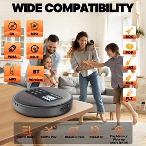 Reproductor de CD y MP3 Portátil con Control de Botones, Interfaz RCA, Pantalla LCD, Altavoz Doble, Salida de 1W, para Uso en el Auto y en el Hogar, Ideal para Regalos - Product Image 6