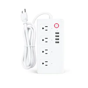 Peralatan Rumah Tangga Tuya Smart WiFi US Four Outlet Plug Smart Socket Bekerja dengan Alexa/Bantuan Google PST-SM-SO301