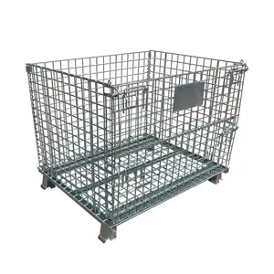 Industrial Heavy Duty Stacking Storage Folding Electronic Galvanized Steel Mesh Pallet