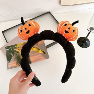 Halloween <strong>pumpkin</strong> funny <strong>headband</strong> girl cute cartoon face wash <strong>headband</strong> with wristband set - Product Image 2