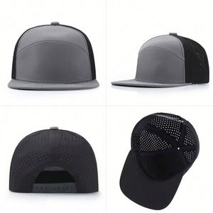 Wholesale Oem Custom High Quality 7 Panel <b>Flat</b> Bill PVC Patch Logo Sport Snapback Cap Waterproof Laser Cut Hole Perforated <b>Hat</b> - Product Image 6