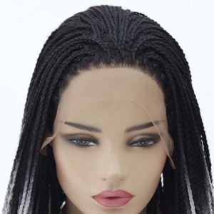 Parrucca Intrecciata di Alta Qualità Personalizzabile per Donne, in Fibra Resistente al Calore, Bicolore Grigio e Nero, <span class=keywords><strong>Capelli</strong></span> Lisci, 24 Pollici, Densità 150% - Product Image 4