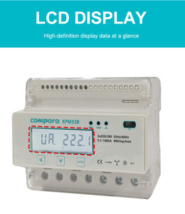 Compteur d'énergie intelligent triphasé 4G sur rail DIN, moniteur de consommation électrique basé sur l'IoT, enregistreur de données de puissance, certifié ISO9001, écran LCD, RS485 - Product Image 1