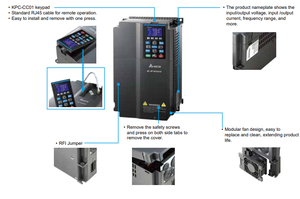 อินเวอร์เตอร์ C2000 ซีรีส์ VFD300C43A-21 กำลังสูง สำหรับอุปกรณ์เครื่องจักรกลอุตสาหกรรม - Product Image 5