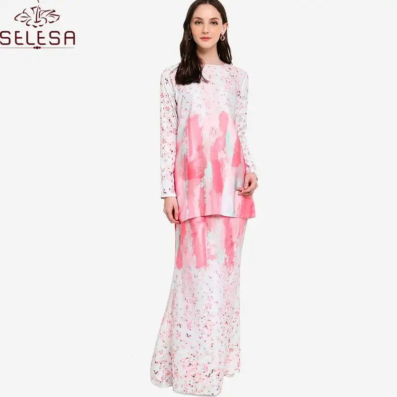 Новинка 2021 г., Модная хлопковая блузка с длинным рукавом Baju Kurung, женская одежда, мусульманская одежда