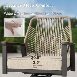 Silla de Ratán para Exteriores con Cojín Suave, Estructura de Hierro, Silla de Comedor, Silla de Jardín, Apta para Parques, Césped y Terrazas - Product Image 2