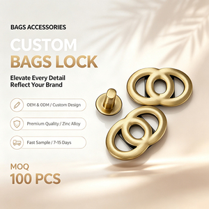 Vintage Brushed Gold Double Ring Hollow Twist Lock Custom Zinc Alloy Bag Lock Hardware <b>Accessories</b> For Women Handbag <b>Purse</b> - Product Image 1