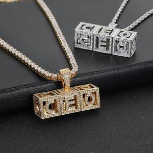 Hollow Cube <b>Block</b> Letter Spliced Hip Hop Pendant Custom Real Gold Plated Prong Setting 925 Silver Moissanite Bling <b>Iced</b> Out - Product Image 4