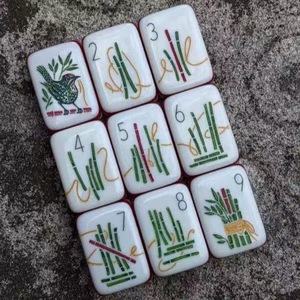 Tuiles de Mahjong turques en acrylique à sept couches, orange coucher de soleil chaud, motifs peints à la main, montgolfière, 160 tuiles - Product Image 5