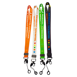 Custom Logo Double-sided Printed <b>Polyester</b> <b>Lanyard</b> with Silicone Rings Holder Ring for Phone Keychain - Product Image 1