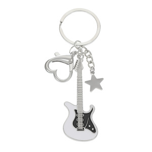 Custom Metal Logo Electric Guitar Star Pendant Keychain