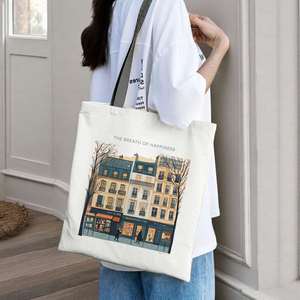 Custom Eco-Friendly Canvas Tote <b>Bag</b> with Zipper Closure Durable Cartoon Pattern for Daily Use & Custom Logo - Product Image 2