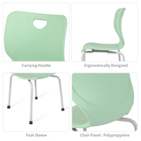 Chaise d'école triangulaire moderne et durable en plastique PP avec design ergonomique, capacité de charge de 150 kg pour mobilier de salle de classe