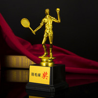 Trophées et récompenses de badminton en plastique en gros avec logo personnalisé, impression UV, design portable - Vente chaude de l'usine chinoise