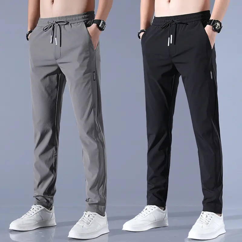 Wholesale custom logo loose breathable slim casual pants summer thin trousers men's sports pants