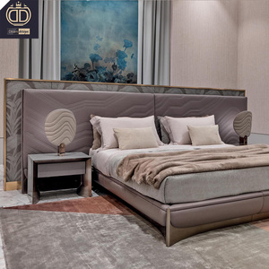 High End Villa Modern Luxury Upholstered Bedroom <strong>Sets</strong> Dark <strong>Purple</strong> Leather Up-holstered <strong>Beds</strong> - Product Image 2