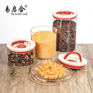 Cylindrical Press Type Storage Jar Airtight Kitchen Grain Dried Fruit Container With Plastic Lid - Product Image 4