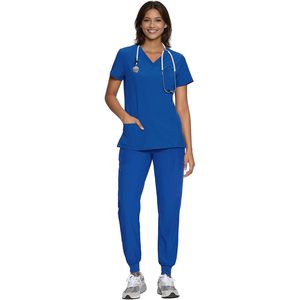 FOXA Women's Scrub Set V-Neck <b>Top</b> Cargo Pants 12 Pockets Hospital Uniforms - Product Image 6