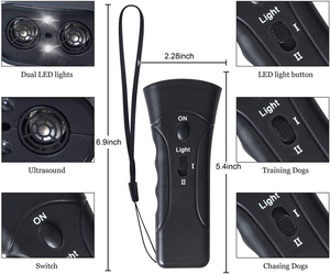 Dispositif <span class=keywords><strong>anti</strong></span>-<span class=keywords><strong>aboiement</strong></span> <span class=keywords><strong>longue</strong></span> <span class=keywords><strong>portée</strong></span> de 50 pieds chien Auto Ultra Animal répulsif ultrasonique 9V alimenté par batterie 10-20h matériau ABS extérieur - Product Image 2