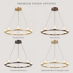 Lustre LED moderne en forme d'anneau, suspension cylindrique en verre, lampe suspendue circulaire en métal brossé pour salle à manger, villa, hôtel - Product Image 3
