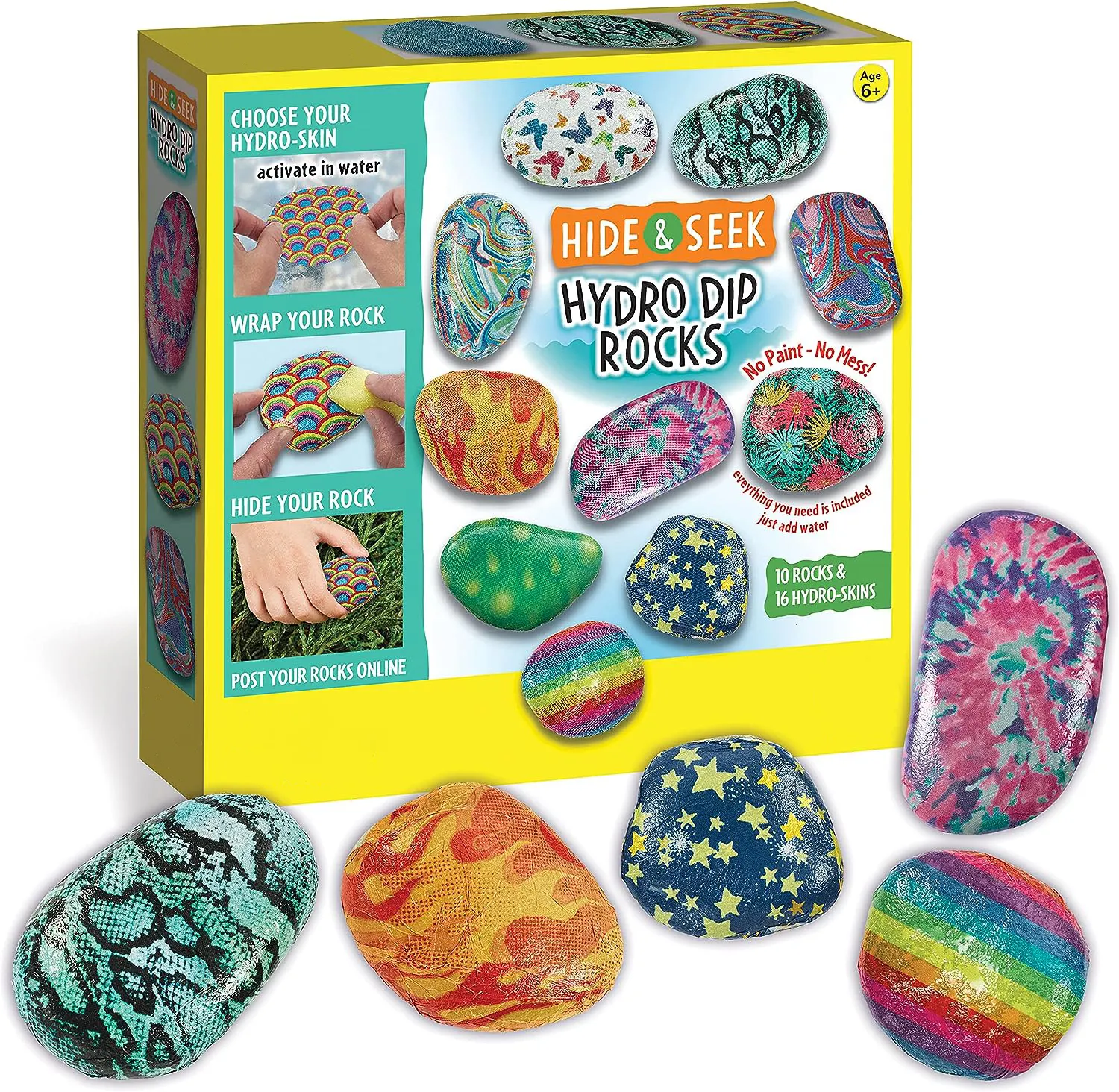 Nascondi e cerca Hydro Dip Rock Painting Kit fai da te disegno arti Craft pietra di vernice Non tossica per attività per bambini