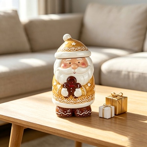 Figurine de Père Noël en céramique avec cadeau et cloche, décoration de Noël pour la <span class=keywords><strong>maison</strong></span>, ornement de table pour les fêtes - Product Image 3