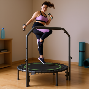 Mini trampoline pliable de 40 pouces avec poignée pour exercices intérieurs à domicile - Product Image 2