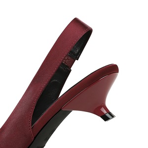 5129-H57 français haut <span class=keywords><strong>sens</strong></span> chaussures simples pour femmes pointu fleur conception mi-talon Satin arrière vide voyage ceinture PU pas fatigué été - Product Image 5