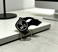 Porte-clés RFID NFC en époxy personnalisés en gros, 13,56 MHz, étanches, pour contrôle d'accès et stockage de données, idéaux pour les cadeaux promotionnels