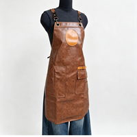 Tablier de cuisine en PU tendance, imperméable, résistant à l'huile, léger et durable, motif floral, pour hommes/femmes, idéal pour les bars à thé, les torréfacteurs et les baristas