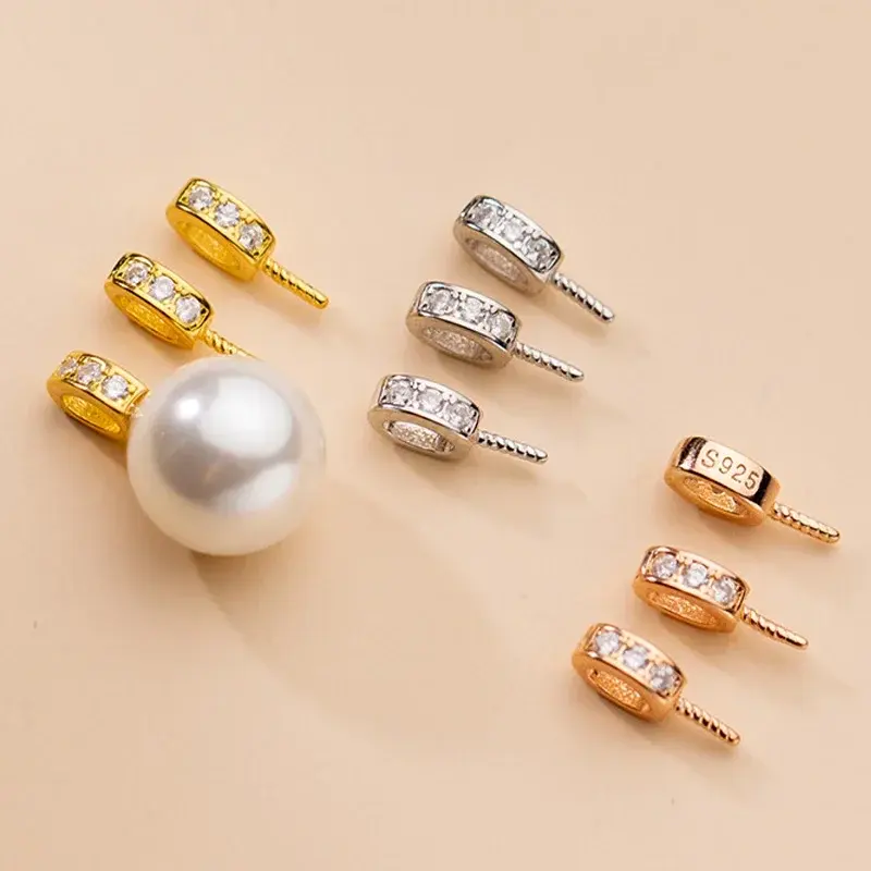 TrustDavis Real 925 Sterling Silver Geometric Jade Clip DIY Girls Jewelry Accessories K-gold Plated Pendant Buckle DZ1092