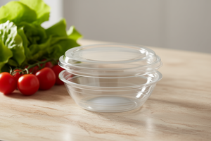 Ciotola per Insalata Minimalista in PS Trasparente da 16oz con Coperchio Ermetico Rivestito in Plastica per Uso Festivo - Product Image 2