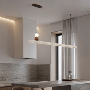 Vintage Wabi-sabi Yellow Travertine Pendant <b>Light</b> Long Strip Led For Dining Room Living Room Tea Room - Product Image 4