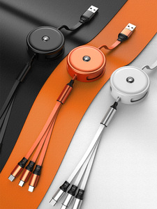 Câble de données télescopique 3-en-1 en alliage d'aluminium avec connecteurs Micro USB/Type-C, charge rapide 3A et transfert de données - Product Image 3