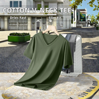 T-shirt décontracté pour homme en coton 100% personnalisé OEM, col en V, coupe ajustée, couleur unie, teint en pièce, respectueux de l'environnement, impression sérigraphique