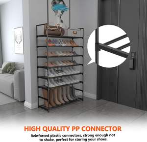 Tuyau de fer pliable en métal à 8 couches haute capacité avec crochets Porte-<span class=keywords><strong>chaussures</strong></span> Aucune installation requise Vitrine de bottes hautes - Product Image 3