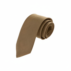 Corbata de Lino con Patrón Italiano Liso Color Beige para Hombre, Ancho Estándar, Talla Única - Product Image 2