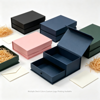 Boîte cadeau magnétique avec carte de vœux, boîte en carton rigide pour Noël, anniversaire, bijoux, cosmétiques, emballage de cadeaux de mariage